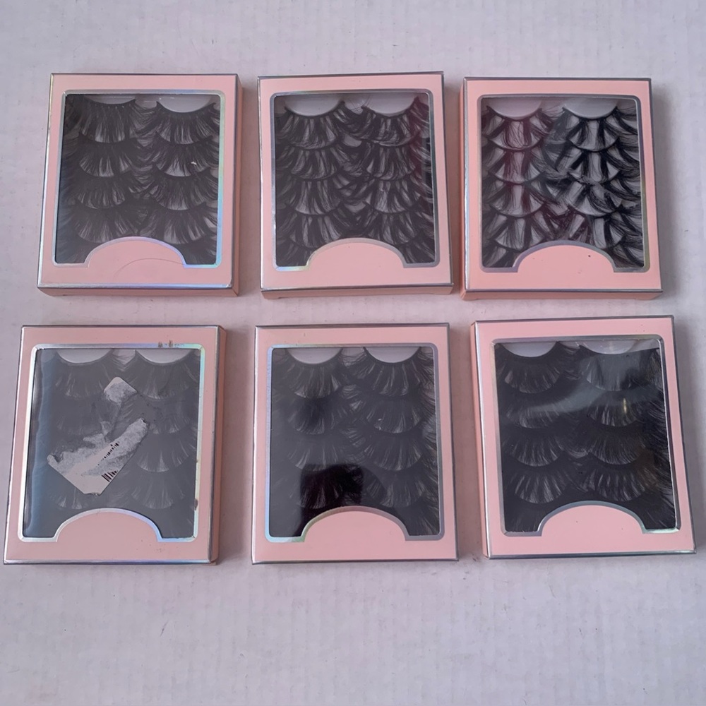 Set of 6 Black Mink False Eyelashes Natural Extension Soft Thick Lashes